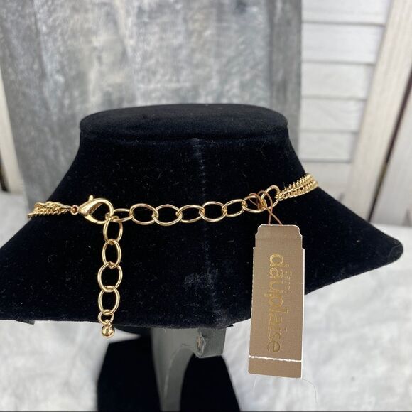 Carol Dauplaise Butterfly Chunky Link Necklace Gold Tone Beaded - Picture 5 of 9